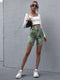 IMG 107 of Europe Popular Shorts Green Dye Fitted All-Matching Women Mid-Length Riders Pants Shorts
