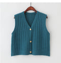 IMG 117 of Sweater Knitted Vest Women Tank Top Korean Loose Short Cardigan Student Outdoor Outerwear