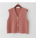 IMG 116 of Sweater Knitted Vest Women Tank Top Korean Loose Short Cardigan Student Outdoor Outerwear