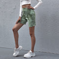 Img 1 - Europe Popular Shorts Green Dye Fitted All-Matching Women Mid-Length Riders Pants