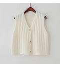 IMG 119 of Sweater Knitted Vest Women Tank Top Korean Loose Short Cardigan Student Outdoor Outerwear