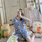 Pajamas Women Summer Short Sleeve Fresh Looking Cardigan Lapel Sets Loungewear Sleepwear