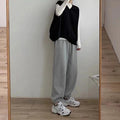 Img 2 - Gray Thick Sporty Women Loose Jogger Petite Slim-Look All-Matching Casual Inner Long Pants