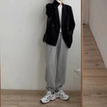 Img 6 - Gray Thick Sporty Women Loose Jogger Petite Slim-Look All-Matching Casual Inner Long Pants