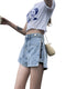 Img 5 - Popular Denim Shorts Women Casual High Waist Slim Look Summer A-Line Short Wide Leg Zipper Alphabets Hot Pants ins