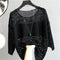Elegant See Through Summer Sweater Batwing Sleeve Loose Cardigan Women Thin Silk Tops Outerwear