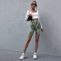 Img 3 - Europe Popular Shorts Green Dye Fitted All-Matching Women Mid-Length Riders Pants