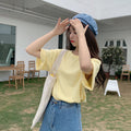 Img 4 - Couple Minimalist Short Sleeve Korean Loose Candy Colors T-Shirt Women Summer Solid Colored Round-Neck Tops INS T-Shirt