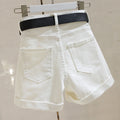IMG 117 of Dark Grey Denim Shorts Women Summer Korean Tall Look Slim Look Folded Wide Leg All-Matching A-Line Hot Pants Shorts