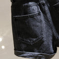 IMG 114 of Dark Grey Denim Shorts Women Summer Korean Tall Look Slim Look Folded Wide Leg All-Matching A-Line Hot Pants Shorts