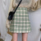Img 7 - Hong Kong Vintage High Waist Korean Chequered Skirt Hip Flattering Women Student Skirt