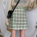 Img 2 - Hong Kong Vintage High Waist Korean Chequered Skirt Hip Flattering Women Student Skirt