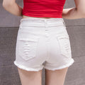 Img 3 - White Ripped Denim Shorts Women Summer High Waist Outdoor Stretchable Slim Look Fitted Burr Hot Pants