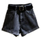 Img 5 - Dark Grey Denim Shorts Women Summer Korean Tall Look Slim Look Folded Wide Leg All-Matching A-Line Hot Pants
