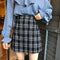 Img 8 - Hong Kong Vintage High Waist Korean Chequered Skirt Hip Flattering Women Student Skirt