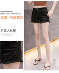 Img 2 - White Ripped Denim Shorts Women Summer High Waist Outdoor Stretchable Slim Look Fitted Burr Hot Pants