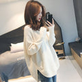 Img 3 - Fairy Look Lazy Women Loose Outdoor Knitted Tops Long Sleeved Thick V-Neck Pullover