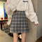 Img 1 - Hong Kong Vintage High Waist Korean Chequered Skirt Hip Flattering Women Student Skirt