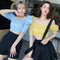 Img 2 - Green Inspired Summer Korean Square Neck Puff Sleeves Sweater Women Popular Short Tops