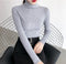 Img 9 - High Collar Women Long Sleeved Slimming Solid Colored Tops All-Matching Stretchable Sweater