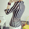 Img 3 - Women Korean V-Neck Single-Breasted Slim Look Striped Two-Piece Sets Shirt Blouse