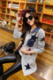 IMG 110 of Korean Slim Look Mid-Length Star Mouse Denim Sweater Women Knitted Cardigan Outerwear