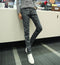 Denim Pants Slim Look Student Long Dark Grey Slim-Fit Fitting Stretchable Pants
