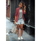 IMG 105 of Blazer Thin Trendy Casual Women Red Chequered Long Sleeved Tops Suit Outerwear