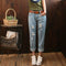 Img 4 - Korean BFLoose Trendy Ripped Denim Pants Women Ankle-Length Pants Harem