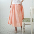 Img 5 - Cultural Style Mid-Length Pleated Cotton Skirt Women Niche Beach A-Line Flare Skirt
