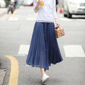 Img 1 - Cultural Style Mid-Length Pleated Cotton Skirt Women Niche Beach A-Line Flare Skirt