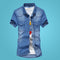 Img 3 - Summer Denim Shirt Men Short Sleeve Korean Teens Slim Look Men Shirt