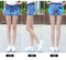 IMG 116 of Summer Denim Shorts Women Student Stretchable Slim Look Ripped Lace Jeans Korean Shorts