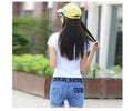 IMG 128 of Summer Denim Shorts Women Student Stretchable Slim Look Ripped Lace Jeans Korean Shorts