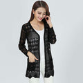 Img 3 - Women Korean Mid-Length Loose Knitted Cardigan Sweater Tops