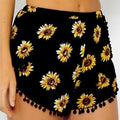 Img 1 - Europe Summer Women Sunflower Printed Elastic Waist Beach Pants Shorts Beachwear