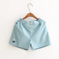 Img 4 - Summer Korean Embroidery Elastic Waist Women Pants Loose Cotton Casual Shorts