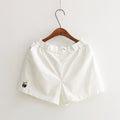 Img 2 - Summer Korean Embroidery Elastic Waist Women Pants Loose Cotton Casual Shorts
