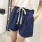 Img 1 - Summer Women Pants Stretchable Cotton Blend Shorts Drawstring Elastic Waist Wide Leg Jogging Hot