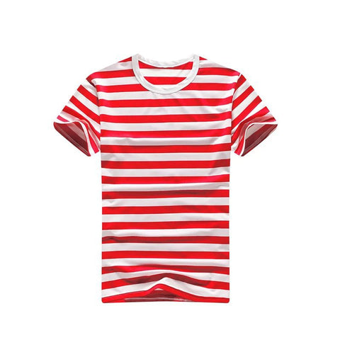 IMG 120 of Short Sleeve T-Shirt Striped Tops Slim Look Couple Undershirt T-Shirt
