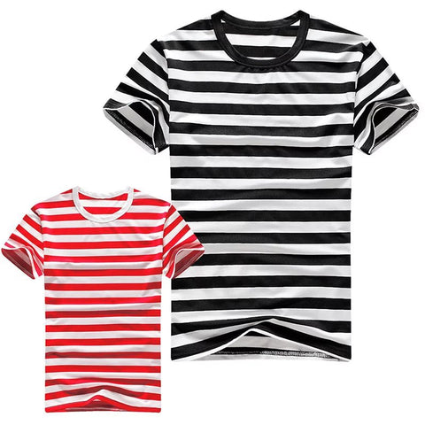 Img 3 - Short Sleeve T-Shirt Striped Tops Slim Look Couple Undershirt