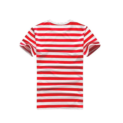 IMG 121 of Short Sleeve T-Shirt Striped Tops Slim Look Couple Undershirt T-Shirt