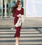 Img 4 - Korean Slim Look Knitted Dress Women V-Neck Hip Flattering Elegant Sleeve Length Dress