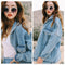 Img 4 - Korean Student Denim Women Mid-Length Harajuku BFJacket Loose Long Sleeved Tops