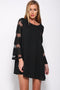 Popular Europe Women Plus Size Sexy Round-Neck Mesh Long Sleeved Lace Dress