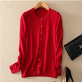 Img 2 - Korean Round-Neck Solid Colored Women Wool Cardigan Sweater Knitted