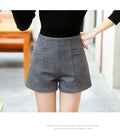 IMG 108 of High Waist Wool Shorts Women Slim Look Plus Size Wide Leg Pants Casual Shorts