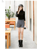 IMG 112 of High Waist Wool Shorts Women Slim Look Plus Size Wide Leg Pants Casual Shorts