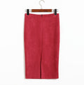 Img 10 - Skirt Solid Colored Splitted High Waist Hip Flattering Slim Look All-Matching Skirt