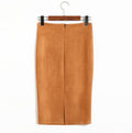 Img 9 - Skirt Solid Colored Splitted High Waist Hip Flattering Slim Look All-Matching Skirt